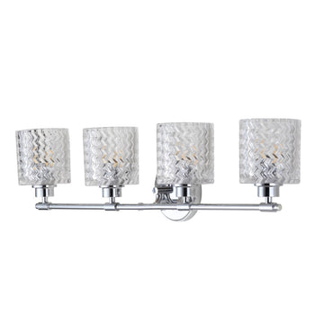 Spaulding Vintage Iron/Chevron Pattern Glass Farmhouse Cottage LED Vanity Light